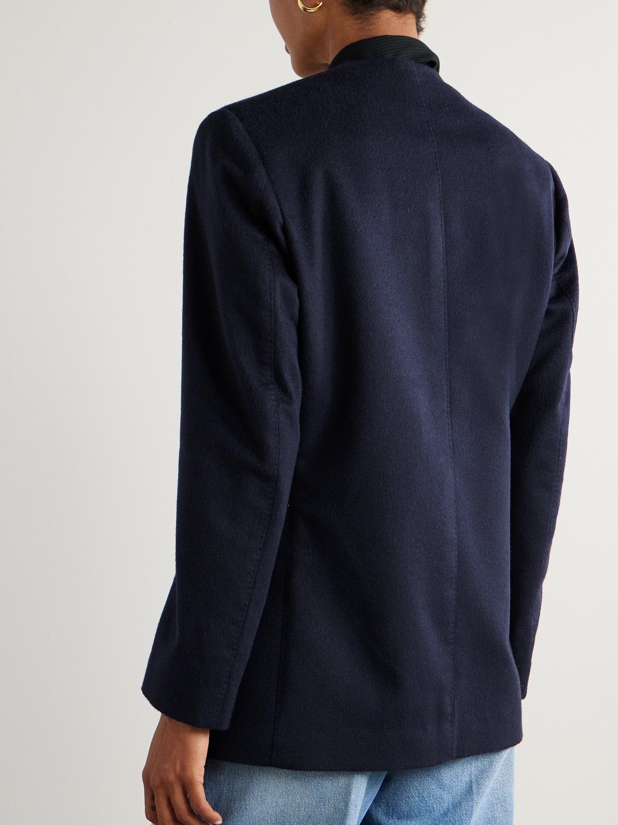 Giuliva Heritage The Lara Wool Twill-trimmed Cashmere Blazer In Blue