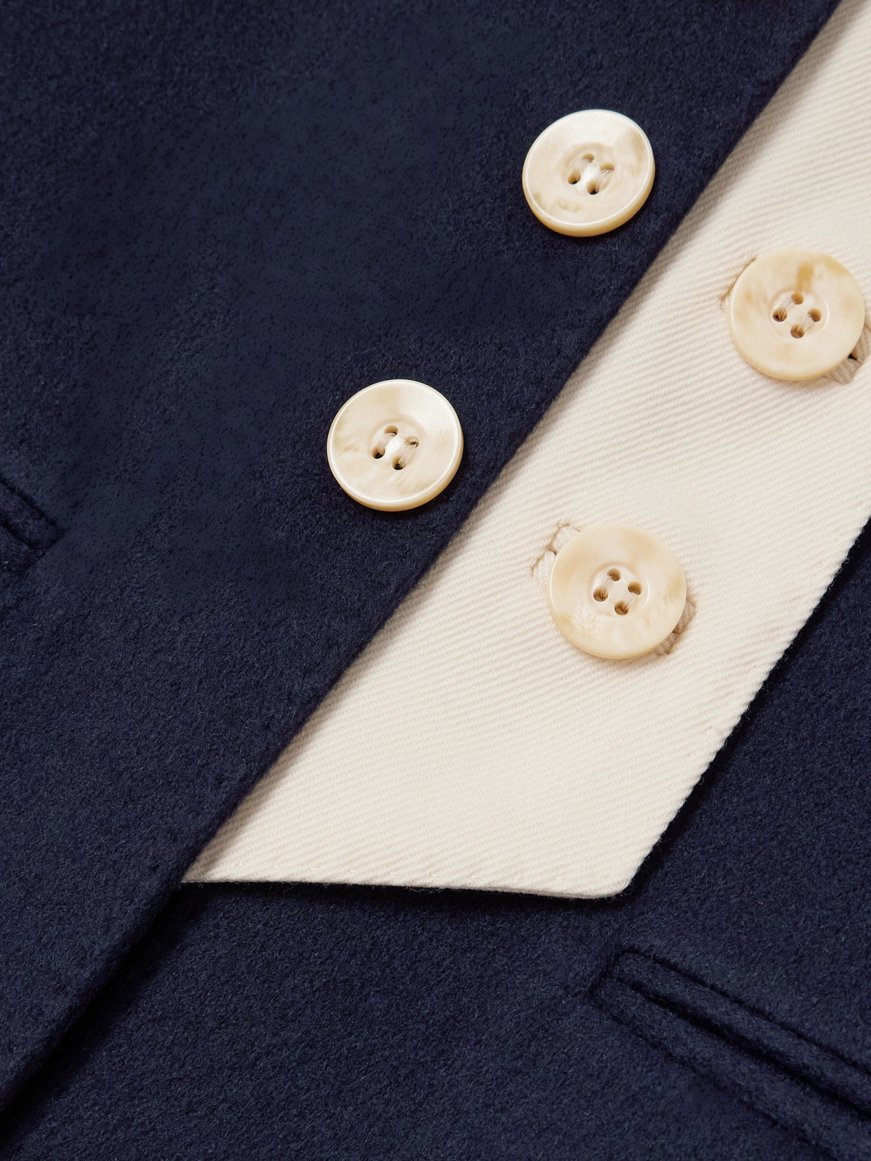 Giuliva Heritage The Lara Wool Twill-trimmed Cashmere Blazer In Blue