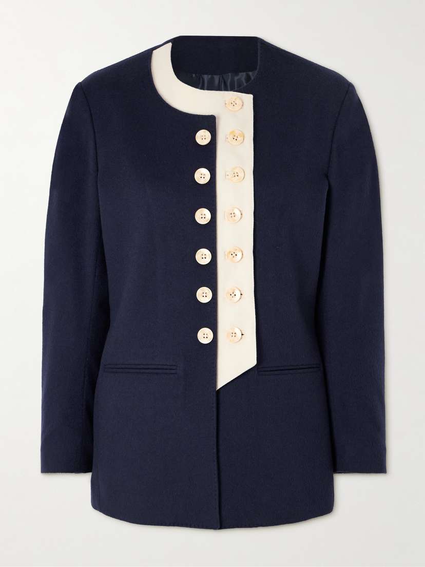 Giuliva Heritage The Lara Wool Twill-trimmed Cashmere Blazer