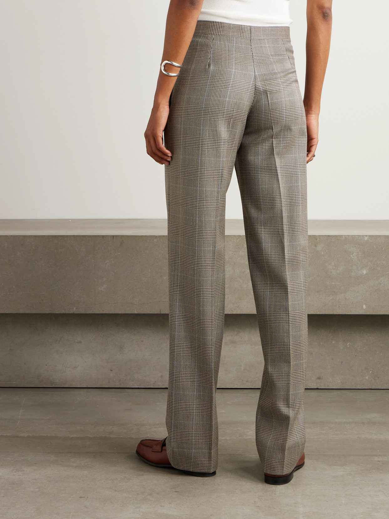 Giuliva Heritage The Janice Houndstooth Wool Straight-leg Pants In Gray