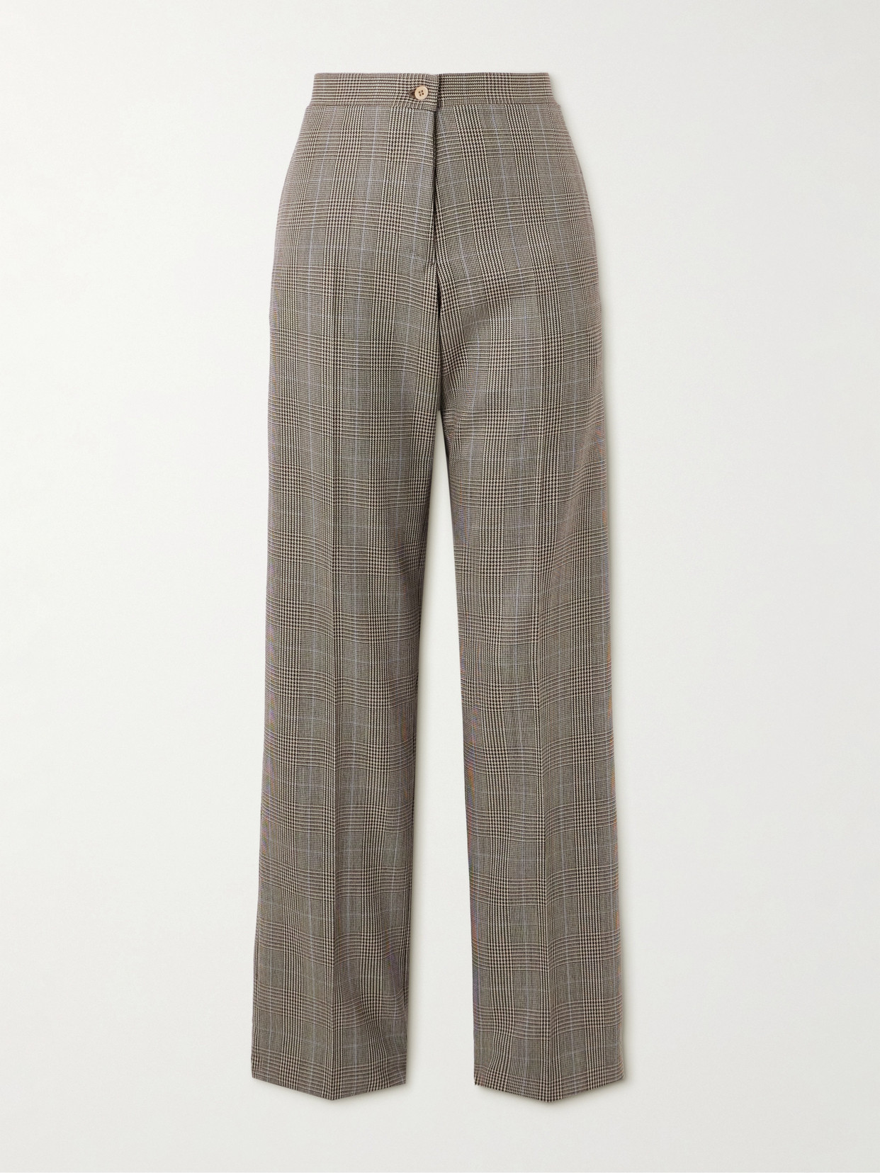 Giuliva Heritage The Janice Houndstooth Wool Straight-leg Pants In Gray