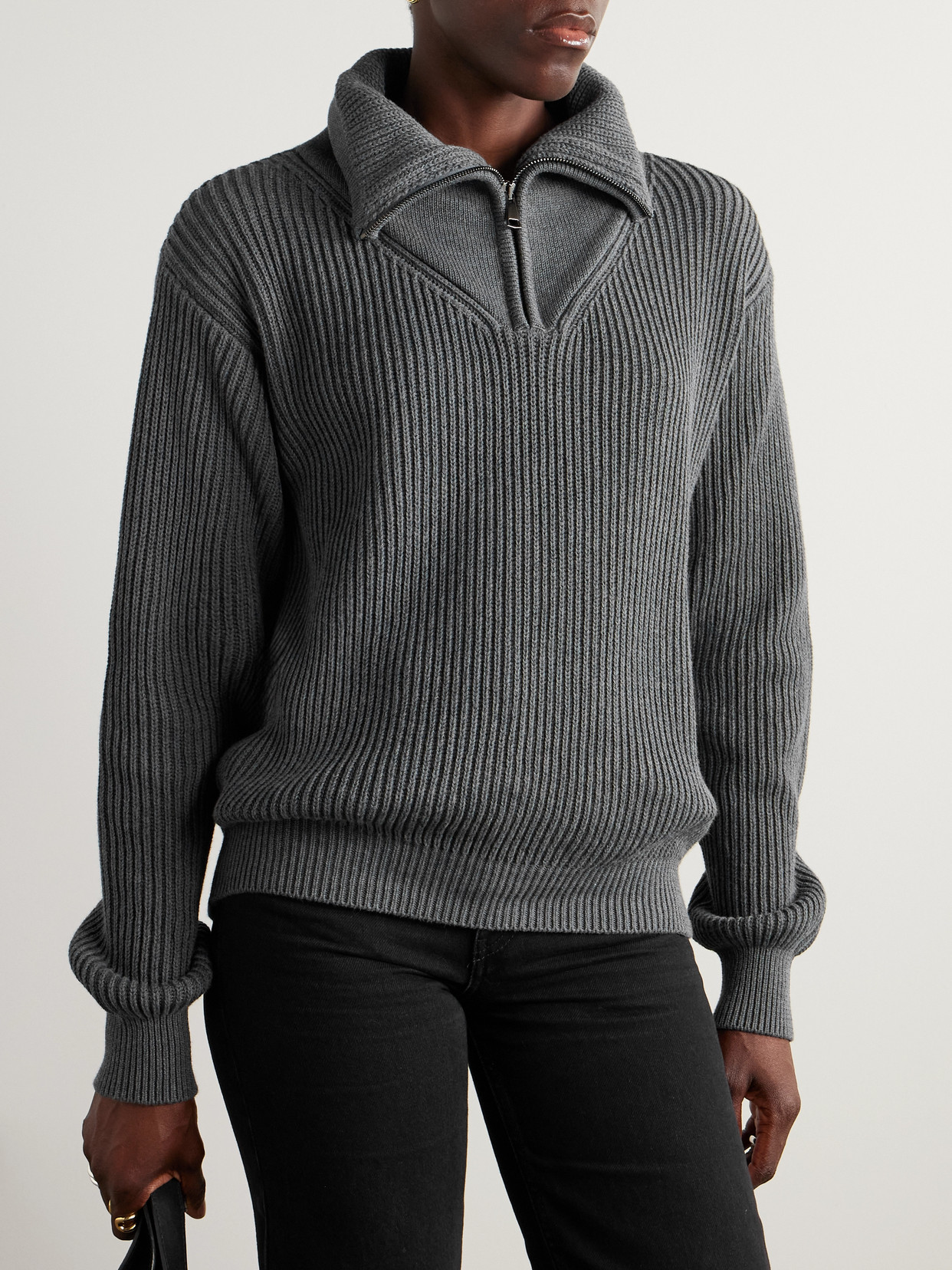 Philip Ribbed Cotton Half-Zip Sweater