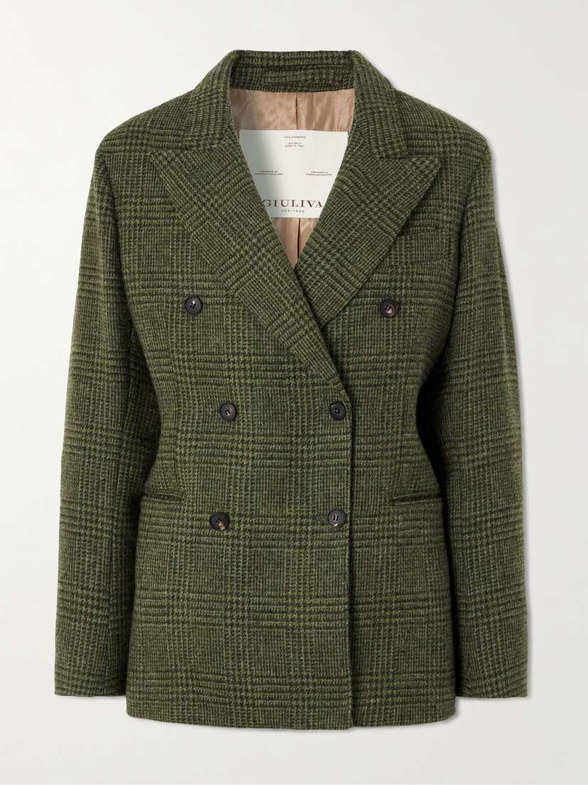 Giuliva Heritage The Cornelia Double-breasted Prince Of Wales Checked Wool Blazer