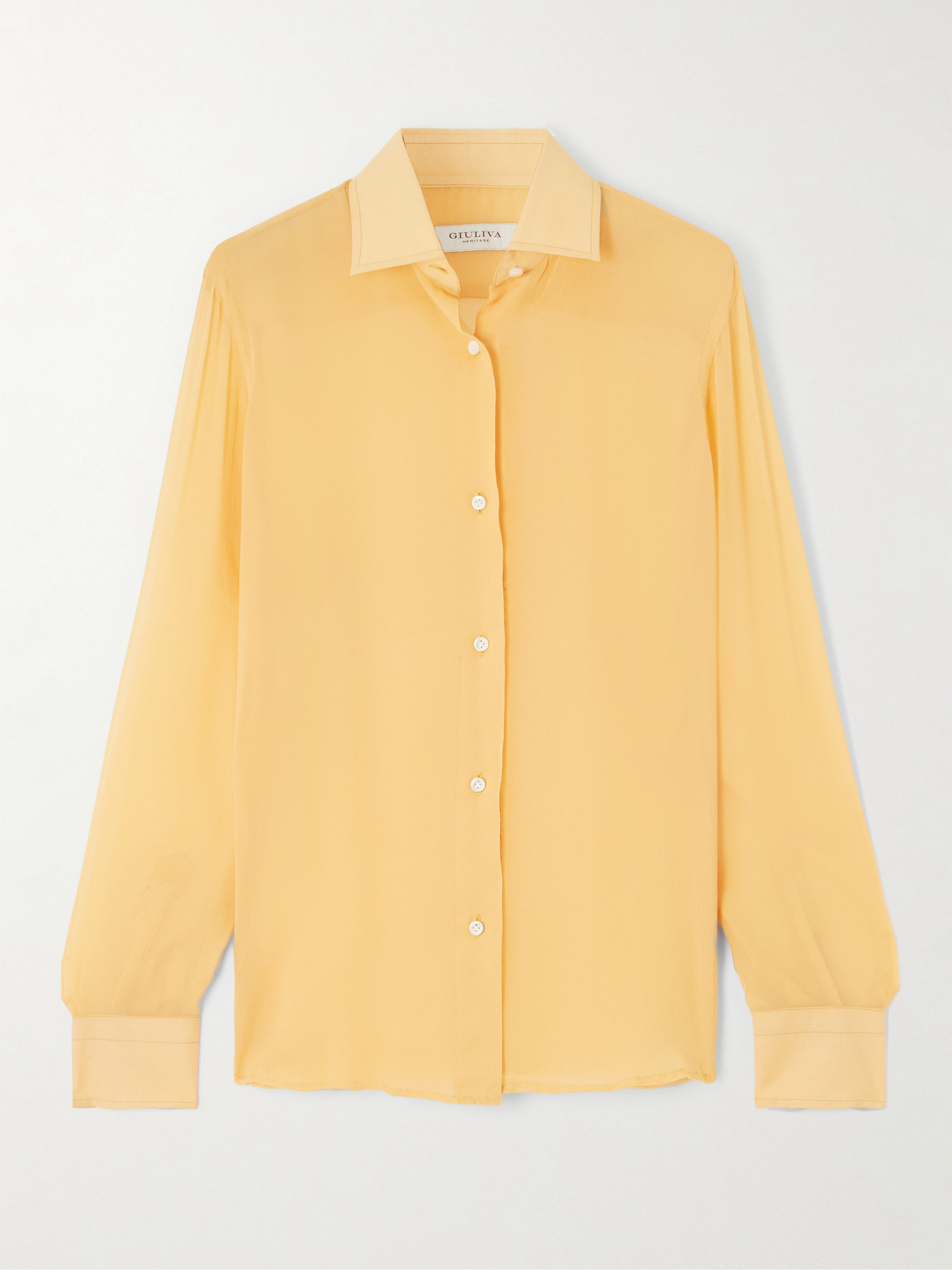 Giuliva Heritage The Elvira Silk-crepon Shirt In Yellow