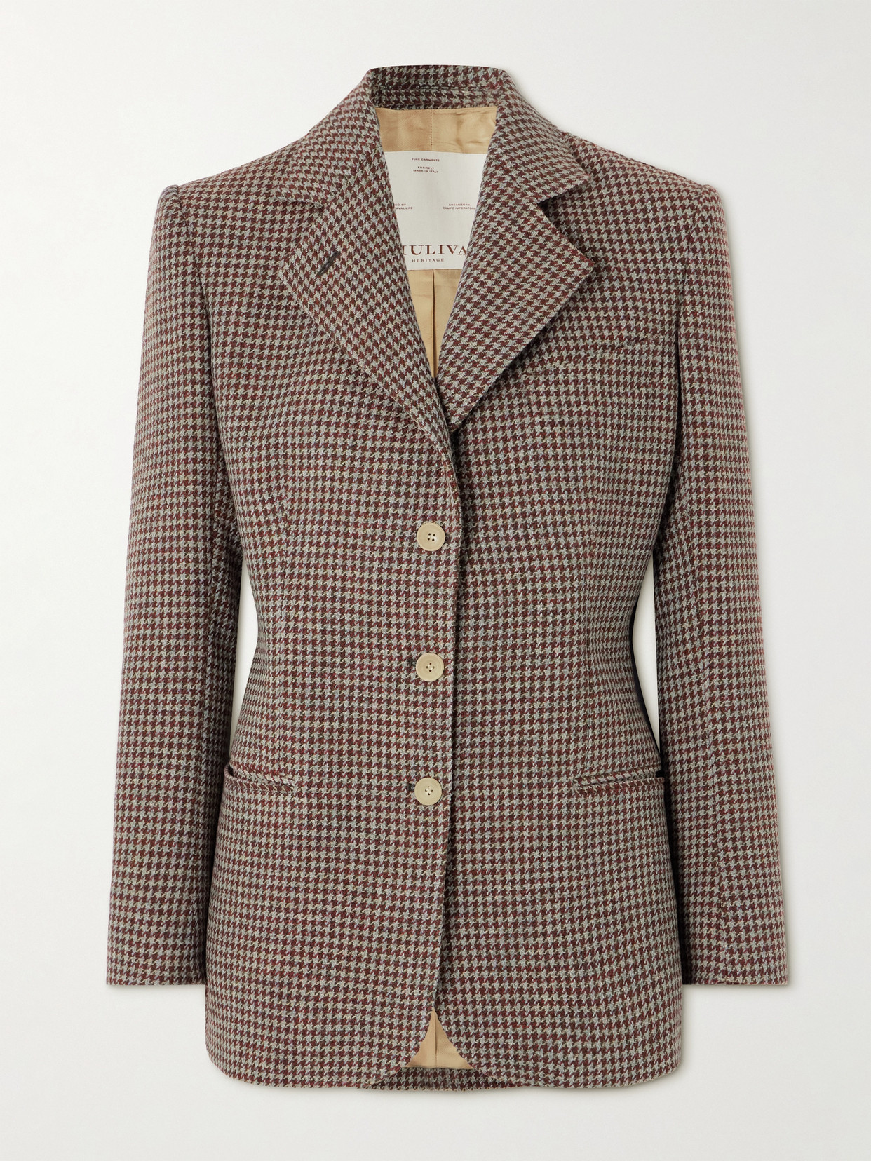 Giuliva Heritage Ginestra Houndstooth Wool-tweed Blazer In Brown