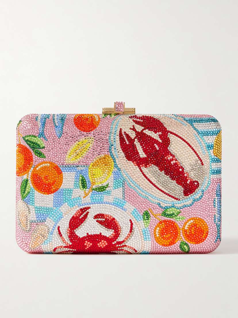 Judith Leiber Couture Amalfi Slim Slide Crystal-embellished Gold-tone Clutch