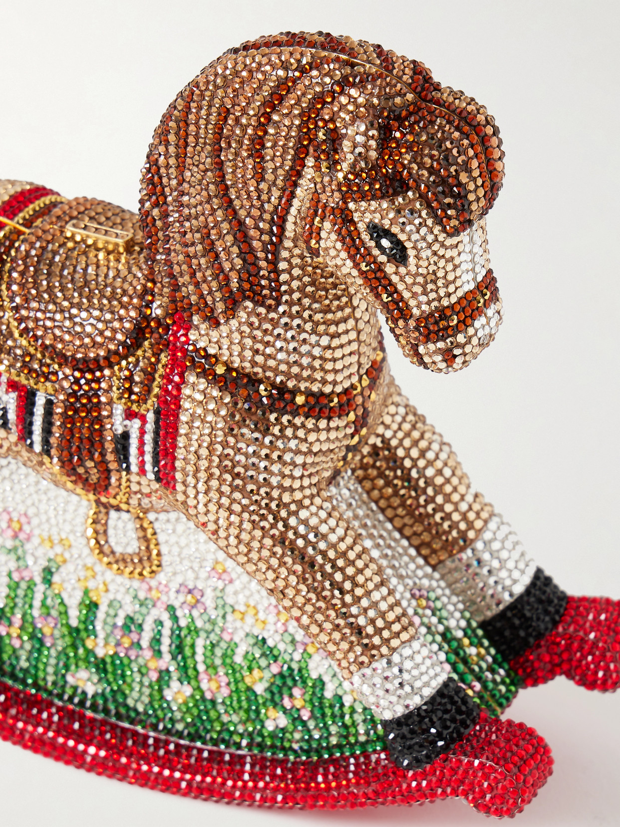Judith Leiber Rocking Horse Jessie Crystal-embellished Gold-tone Clutch In Multi