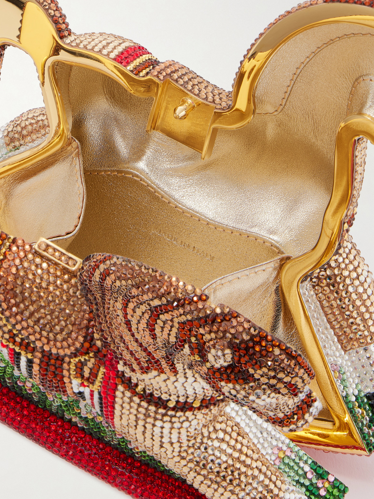 Judith Leiber Rocking Horse Jessie Crystal-embellished Gold-tone Clutch In Multi
