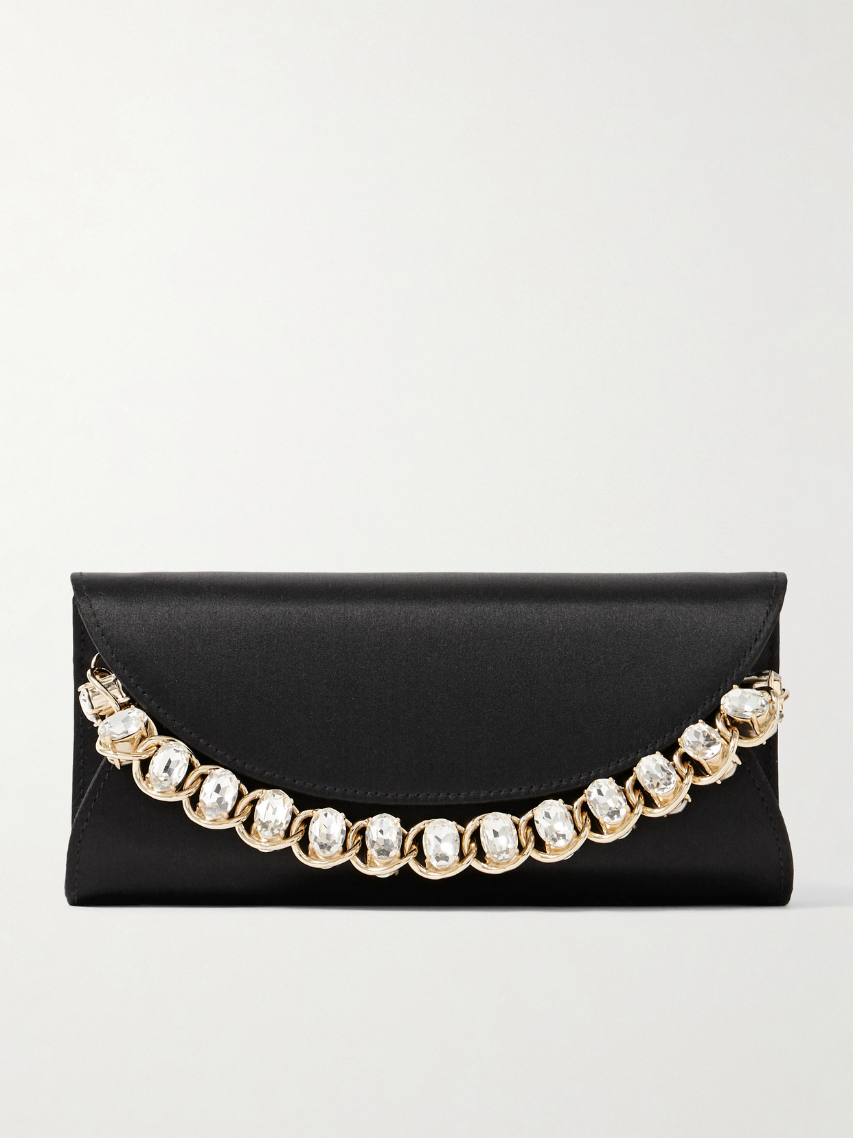 Judith Leiber Taylor Crystal-embellished Satin Clutch In Black