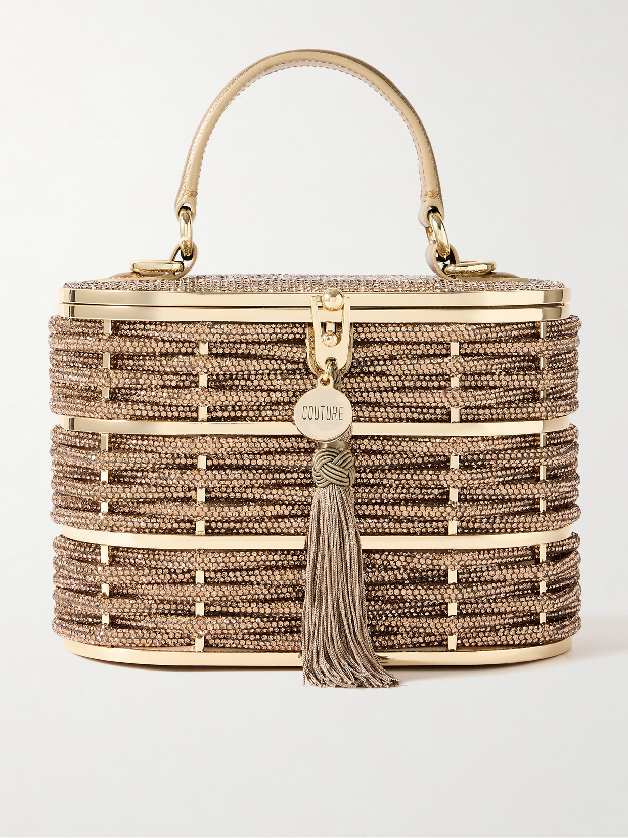 Judith Leiber Willow Woven Crystal-embellished Metallic Leather And Gold-tone Tote