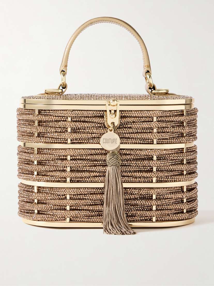 Judith Leiber Couture Willow Woven Crystal-embellished Metallic Leather And Gold-tone Tote