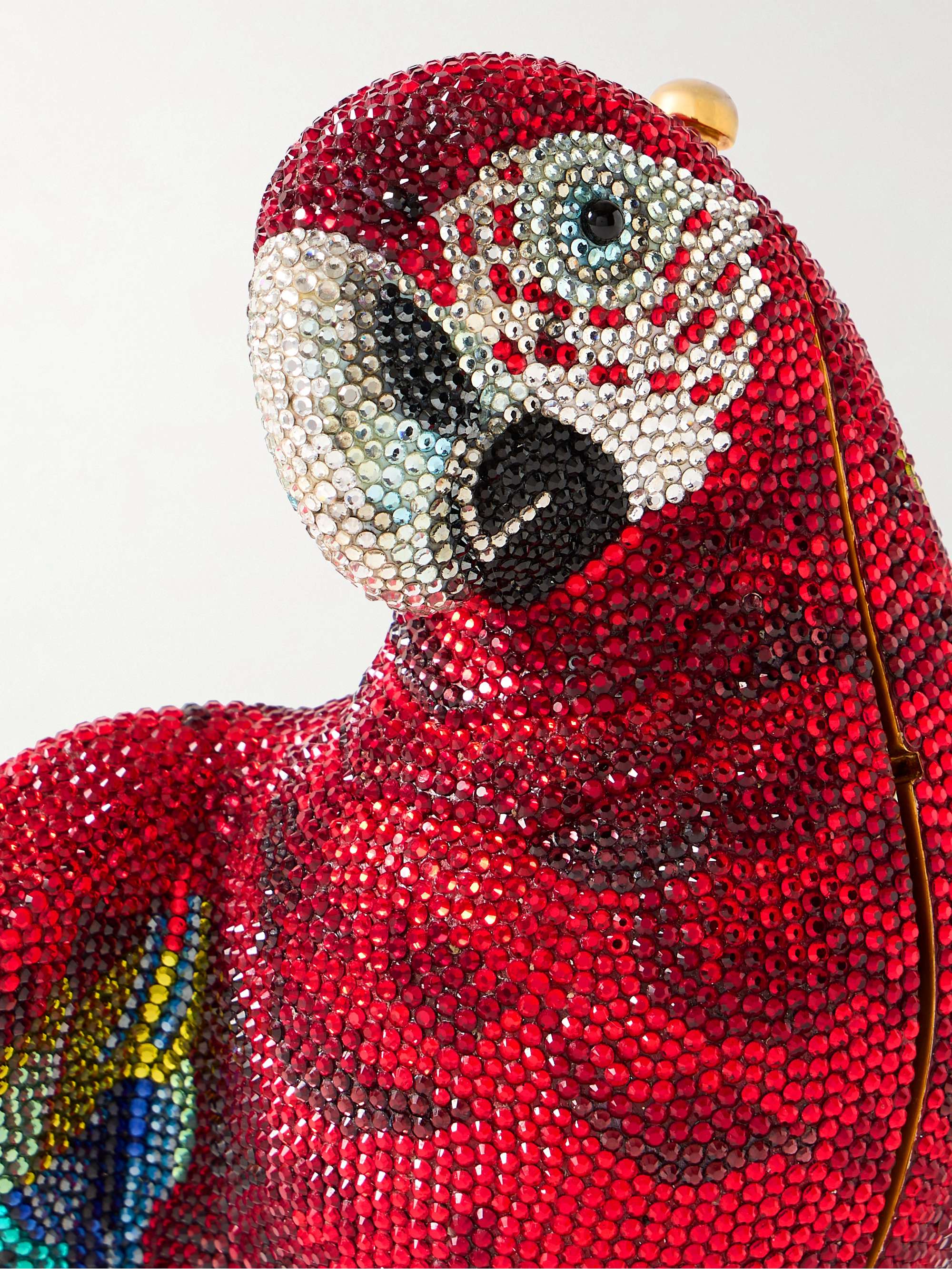 JUDITH LEIBER COUTURE Parrott Scarlet crystal-embellished gold-tone clutch