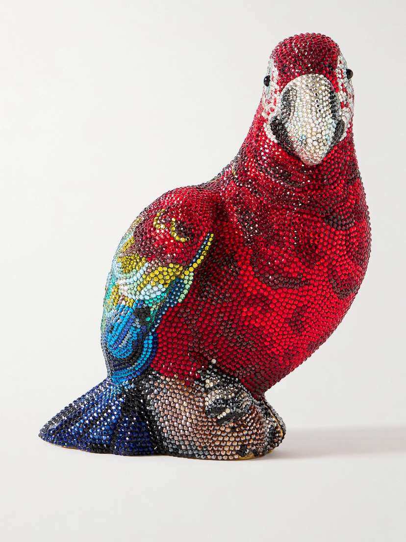 Judith Leiber Couture Scarlet Parrot Crystal-embellished Gold-tone Clutch