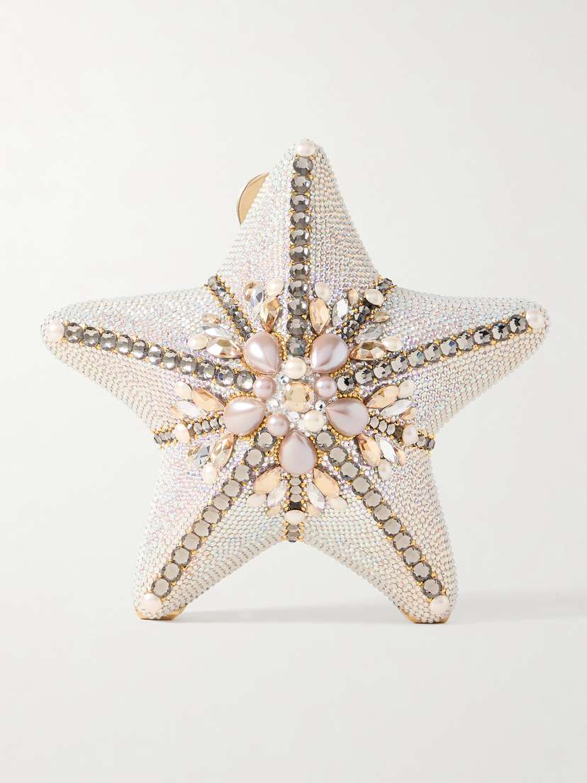 Judith Leiber Couture Astro Starfish Embellished Gold-tone Clutch