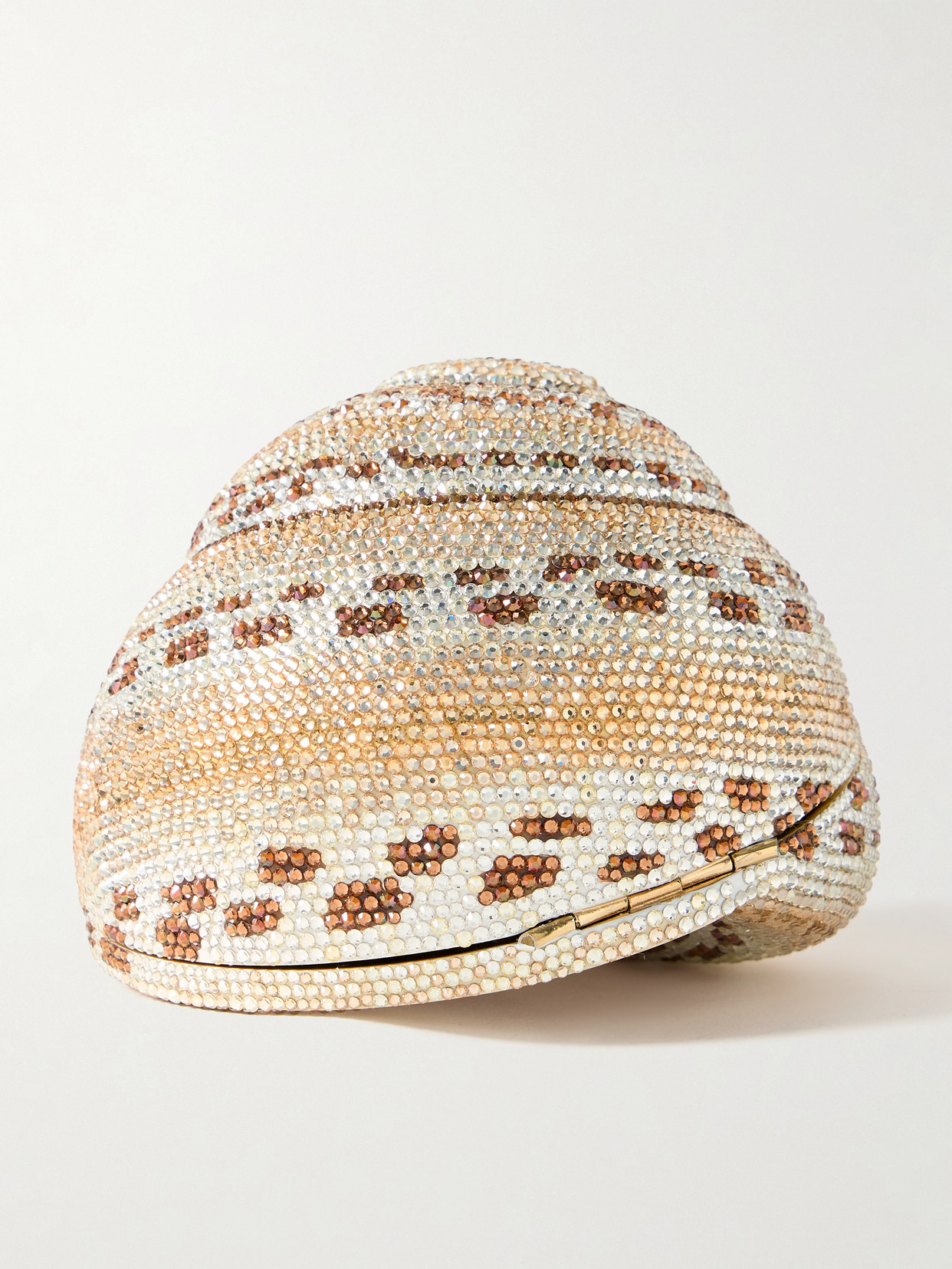 Judith Leiber Calico Shell Crystal-embellished Gold-tone Clutch In White