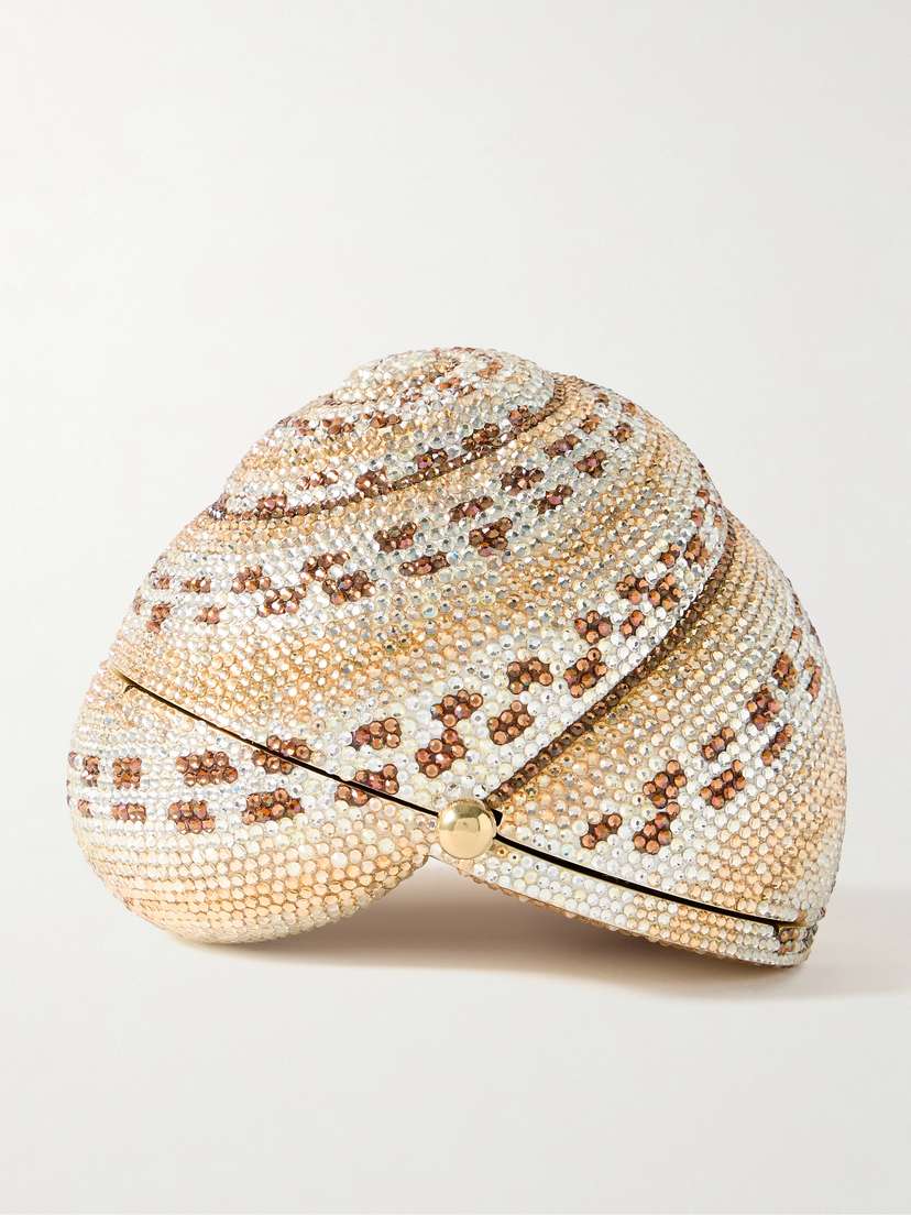 Judith Leiber Couture Calico Shell Crystal-embellished Gold-tone Clutch