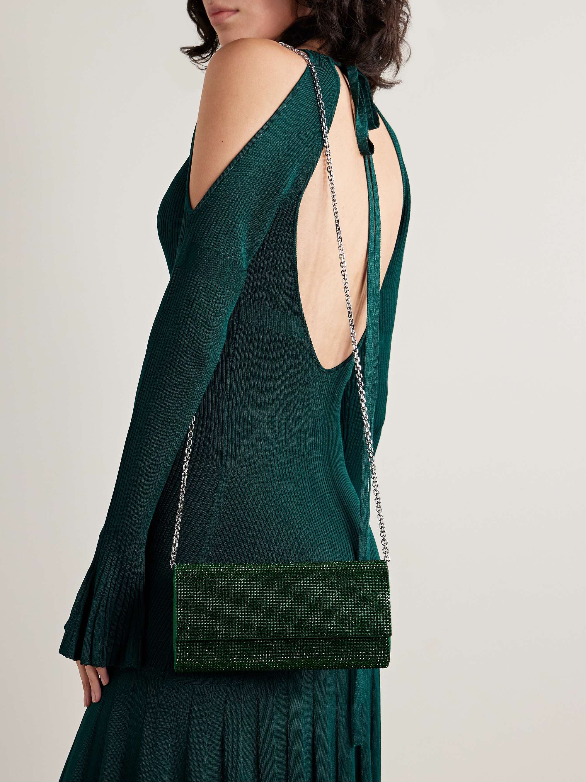 JUDITH LEIBER COUTURE Perry crystal-embellished satin clutch