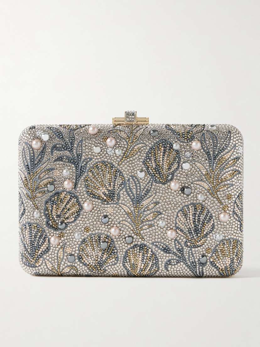 Judith Leiber Couture Shelby Embellished Silver- Gold-tone Metal Clutch