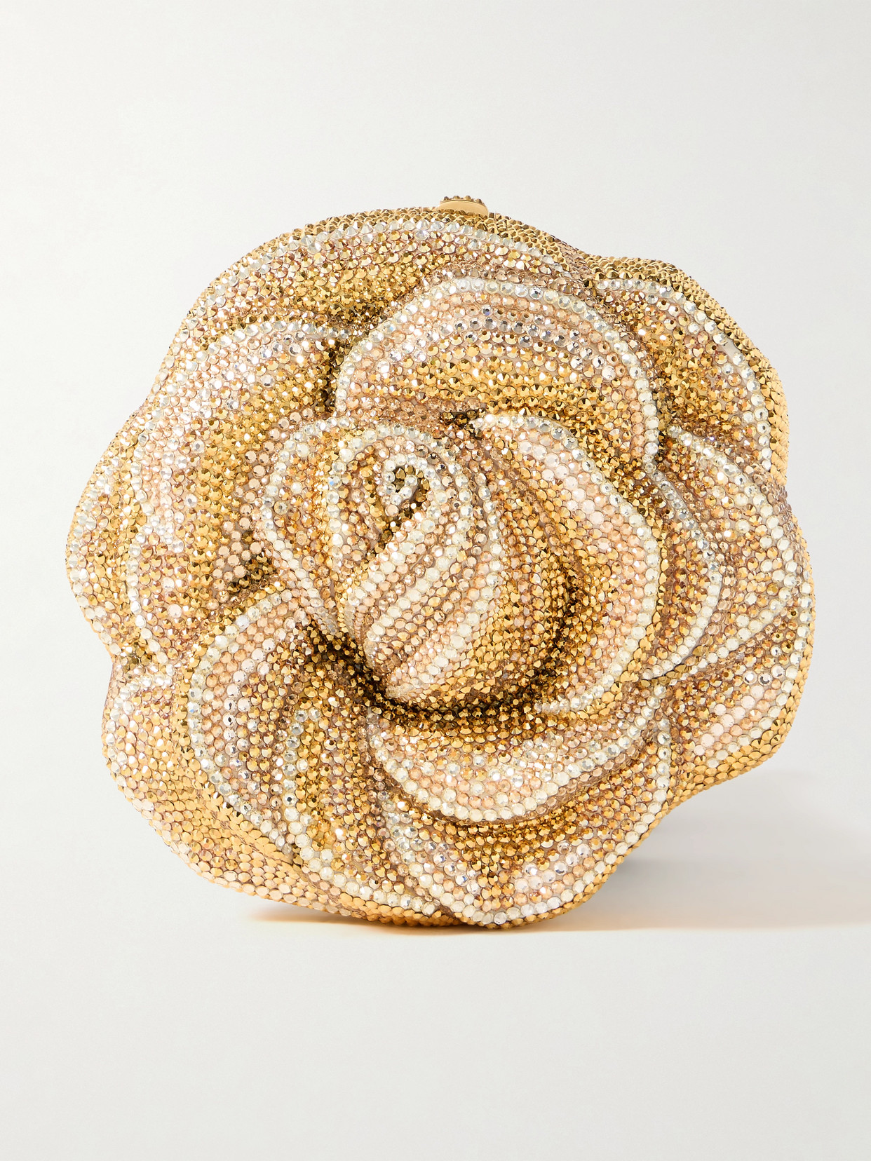 Judith Leiber Golden Rose Crystal-embellished Gold-tone Clutch