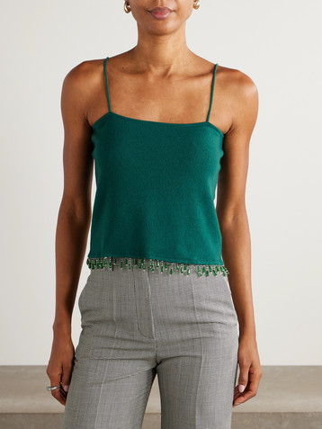 Bode Fringed bead-embellished wool and cashmere-blend top