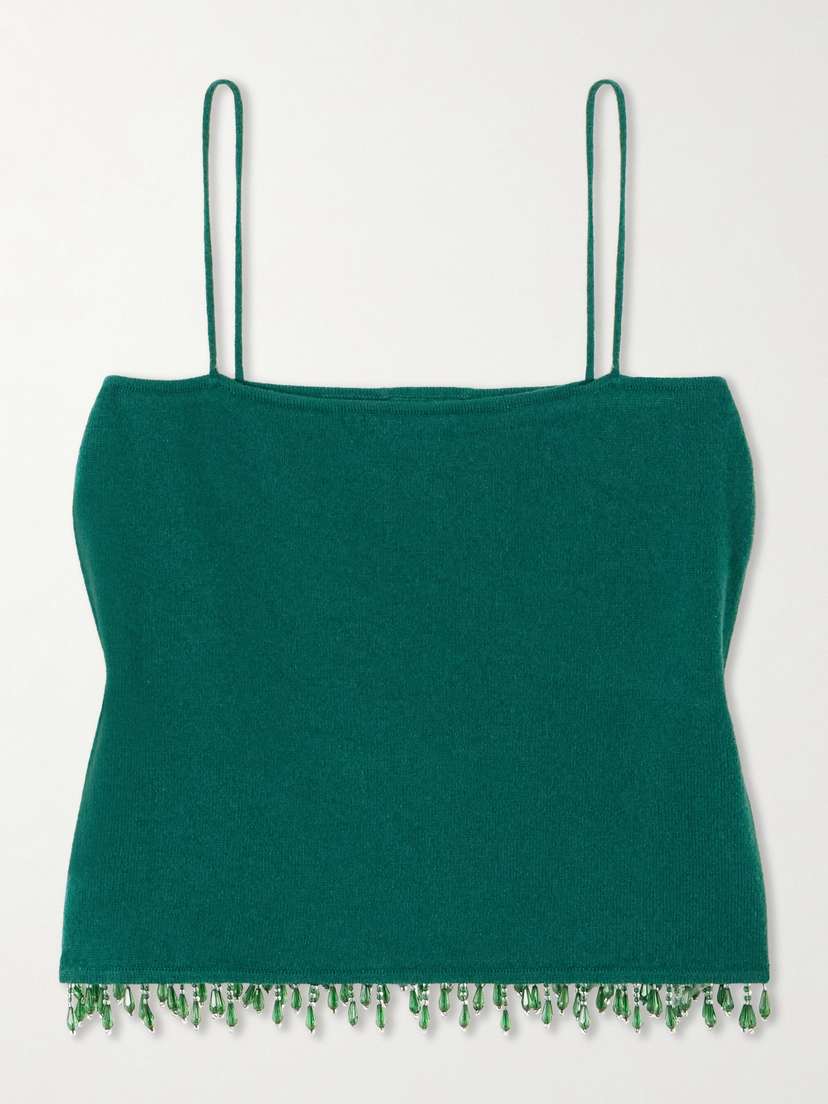 BODE Fringed Bead-embellished Wool And Cashmere-blend Top