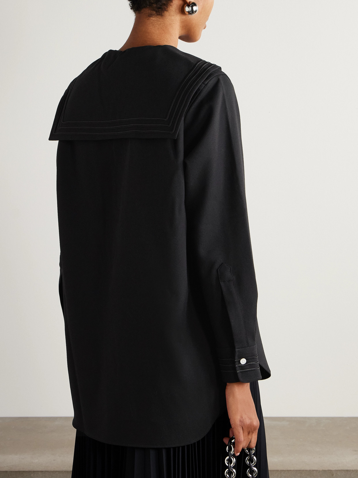 Bode Astor Wool-crepe Blouse In Black