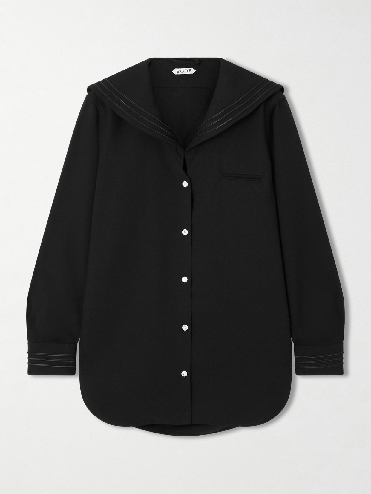 Bode Astor Wool-crepe Blouse In Black