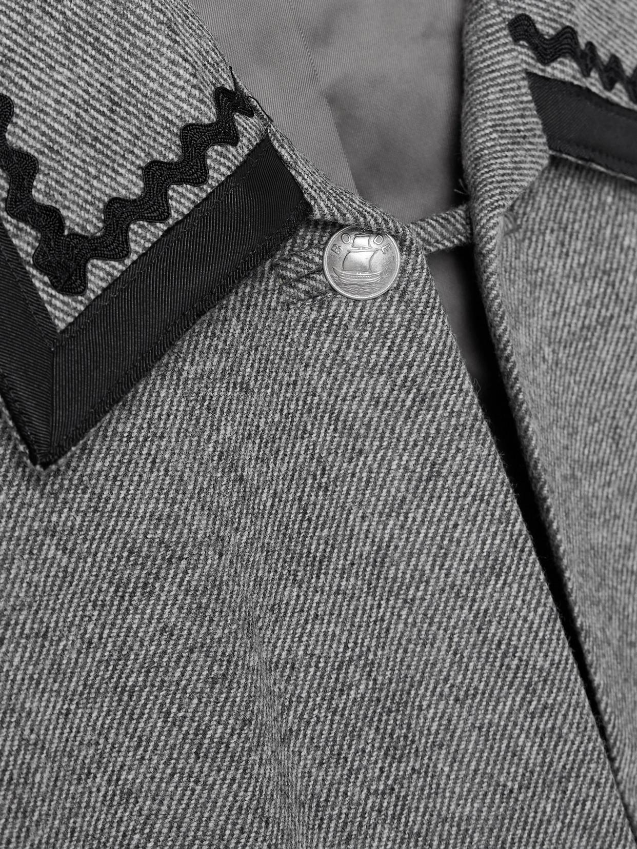 Bode Dovecote Cropped Cotton Twill-trimmed Wool-twill Jacket In Gray