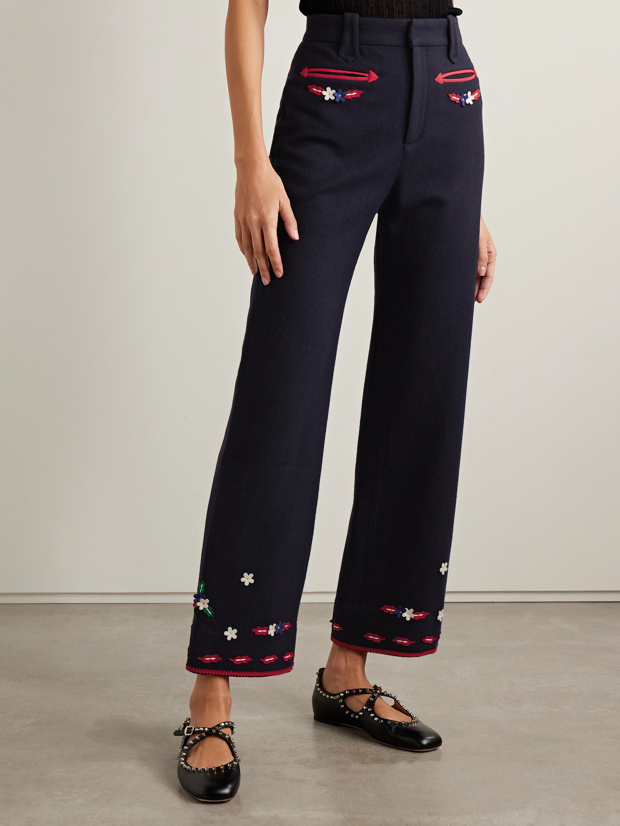 Bode Carroll Flowers Trousers In Blue