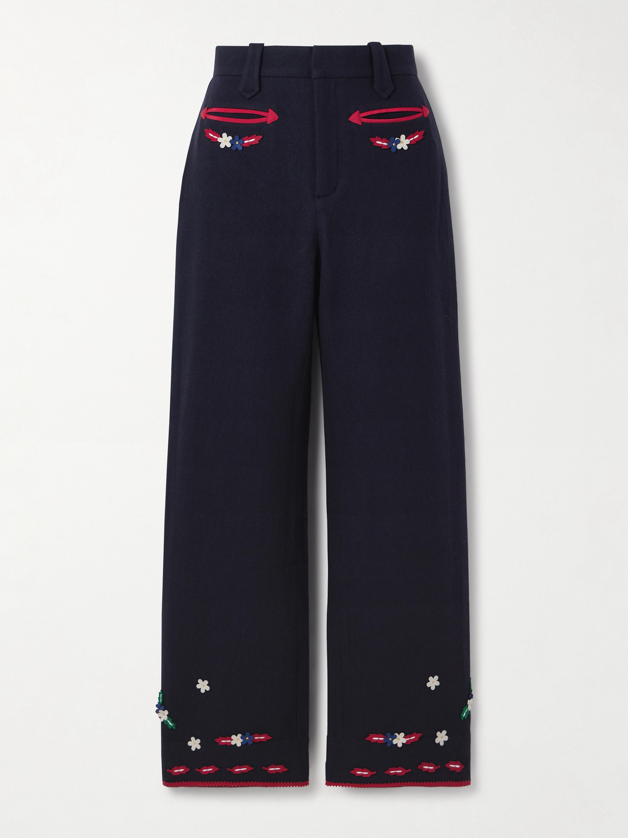 Bode Carroll Flowers Trousers In Blue