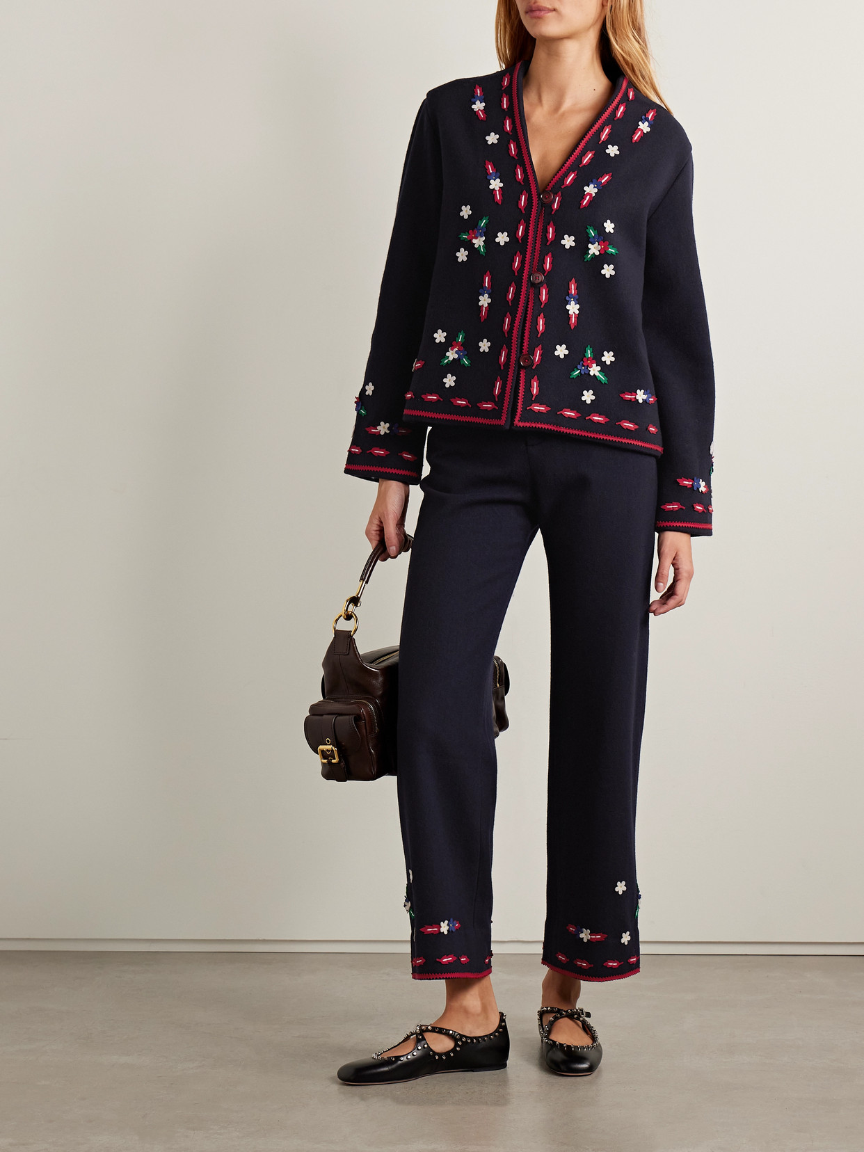 Bode Carroll Flowers Trousers In Blue