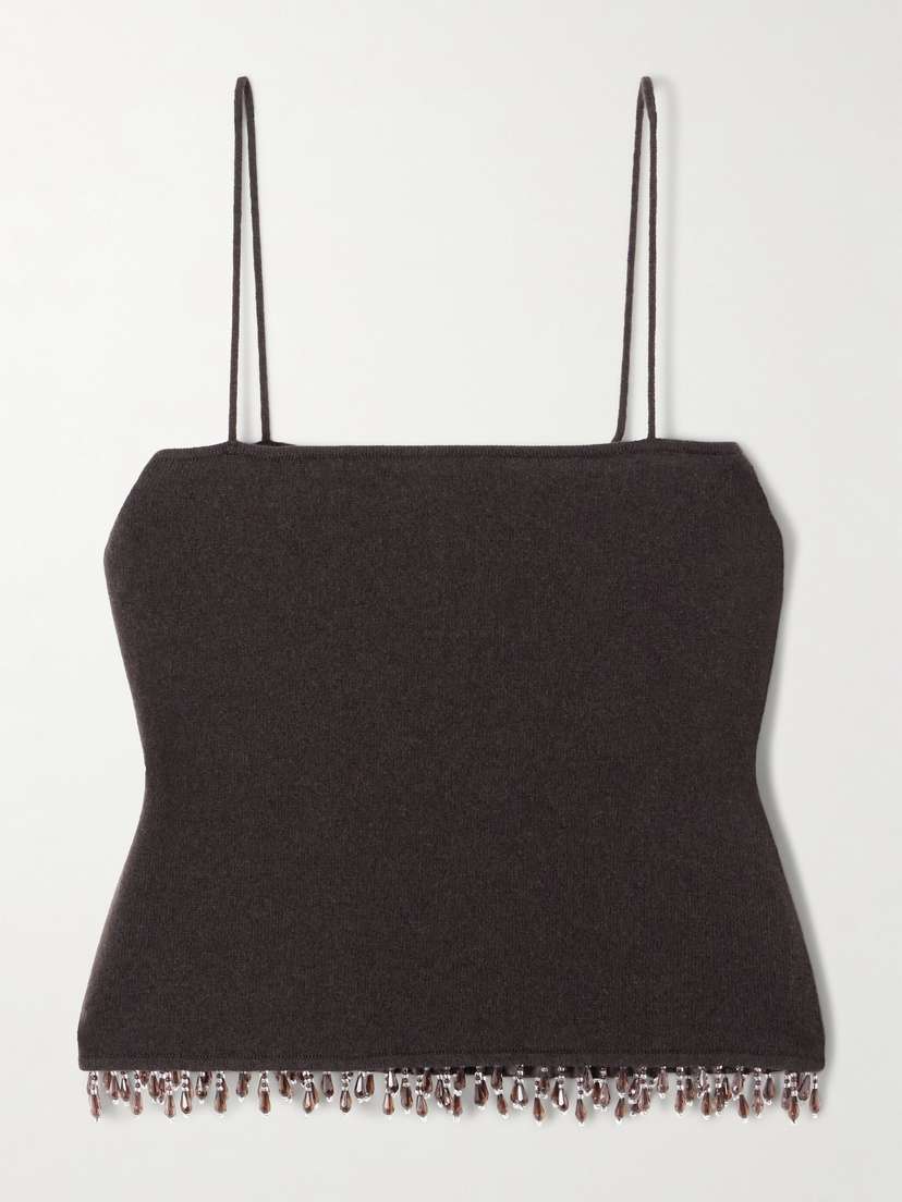 BODE Fringed Bead-embellished Wool And Cashmere-blend Top