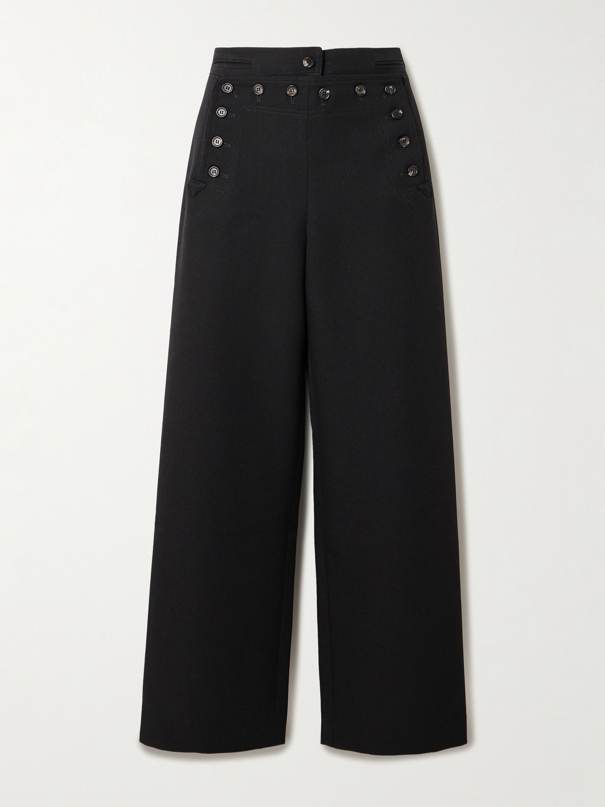 Bode Sailor Wool-twill Straight-leg Pants In Black