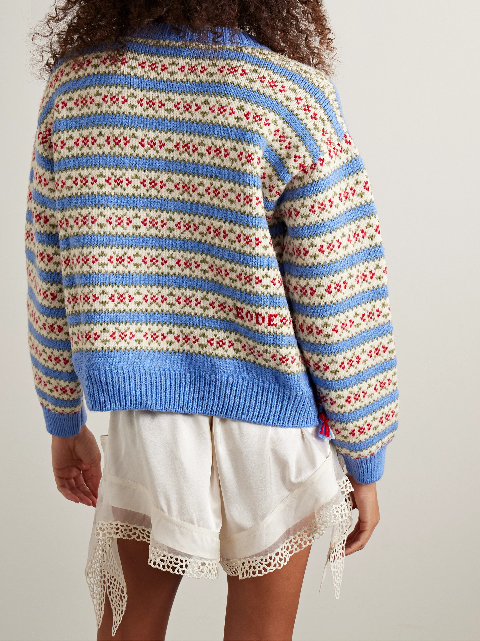 Bode Wedgewood jacquard-knit wool cardigan thumbnail