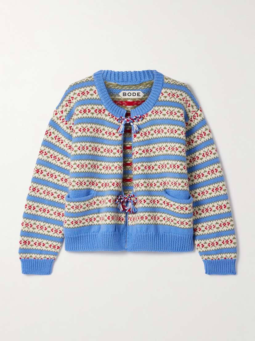 BODE Wedgewood Jacquard-knit Wool Cardigan