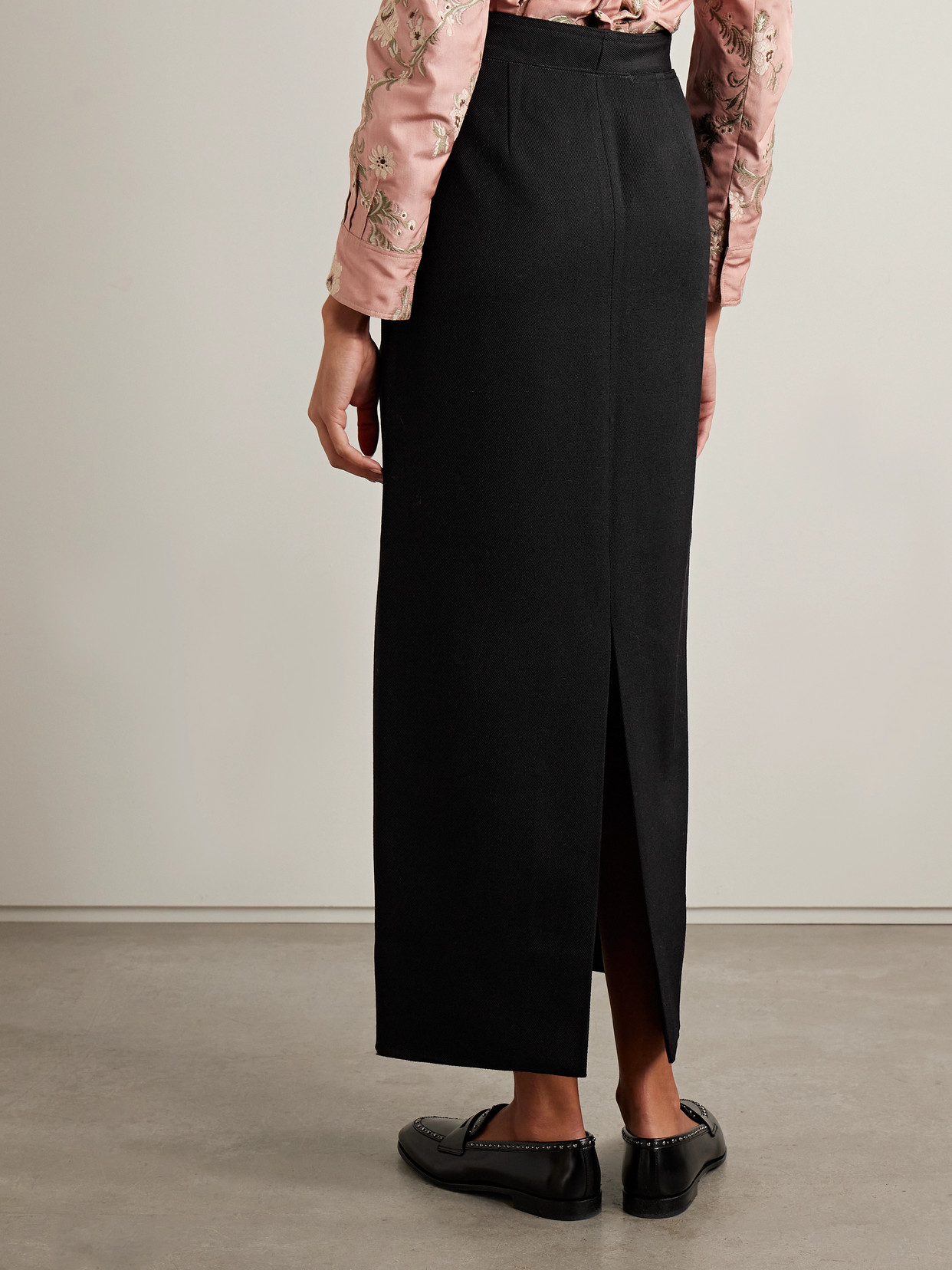 Bode Wool-twill Maxi Skirt In Black