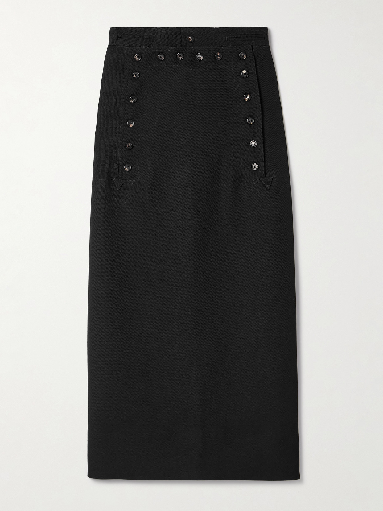 Bode Wool-twill Maxi Skirt In Black