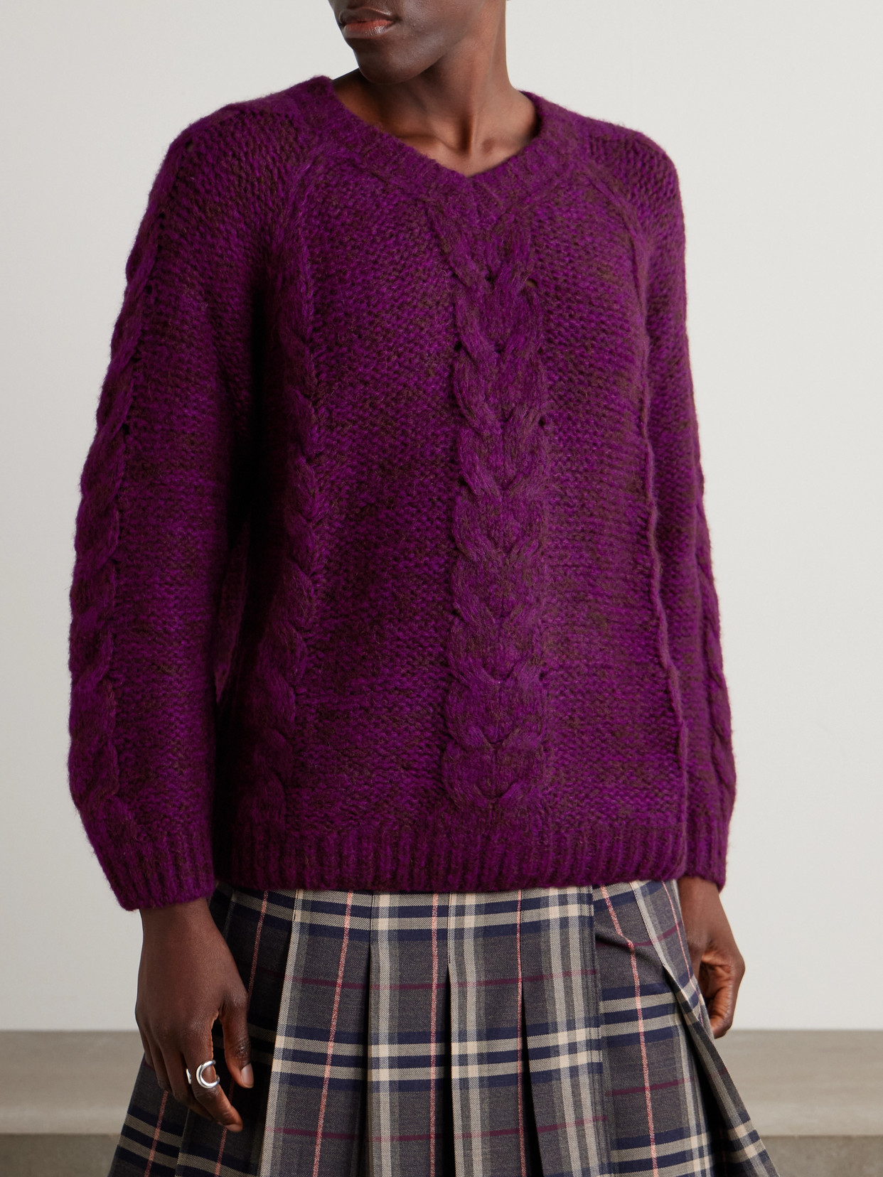 Eiderdown Cable-Knit Alpaca, Mohair And Silk-Blend Sweater