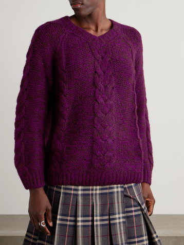 Bode Eiderdown cable-knit alpaca, mohair and silk-blend sweater
