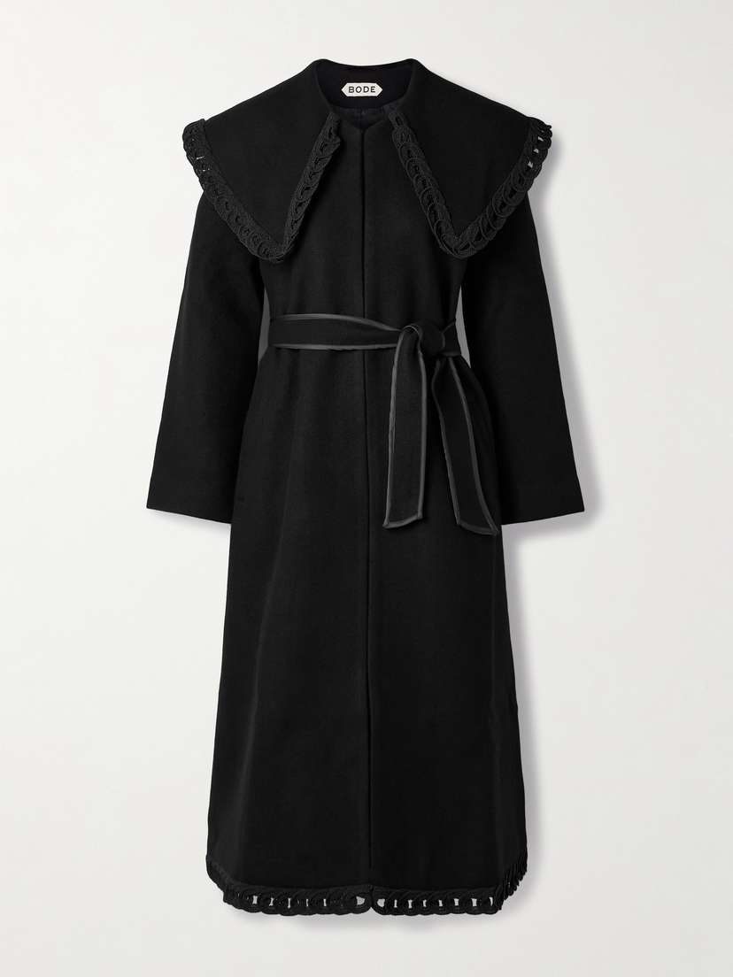 BODE Dover Belted Embroidered Wool Coat