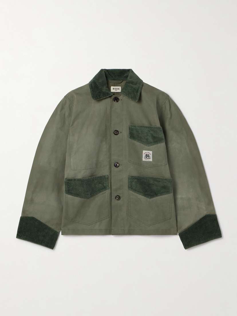 BODE Corduroy-trimmed Waxed-cotton Jacket