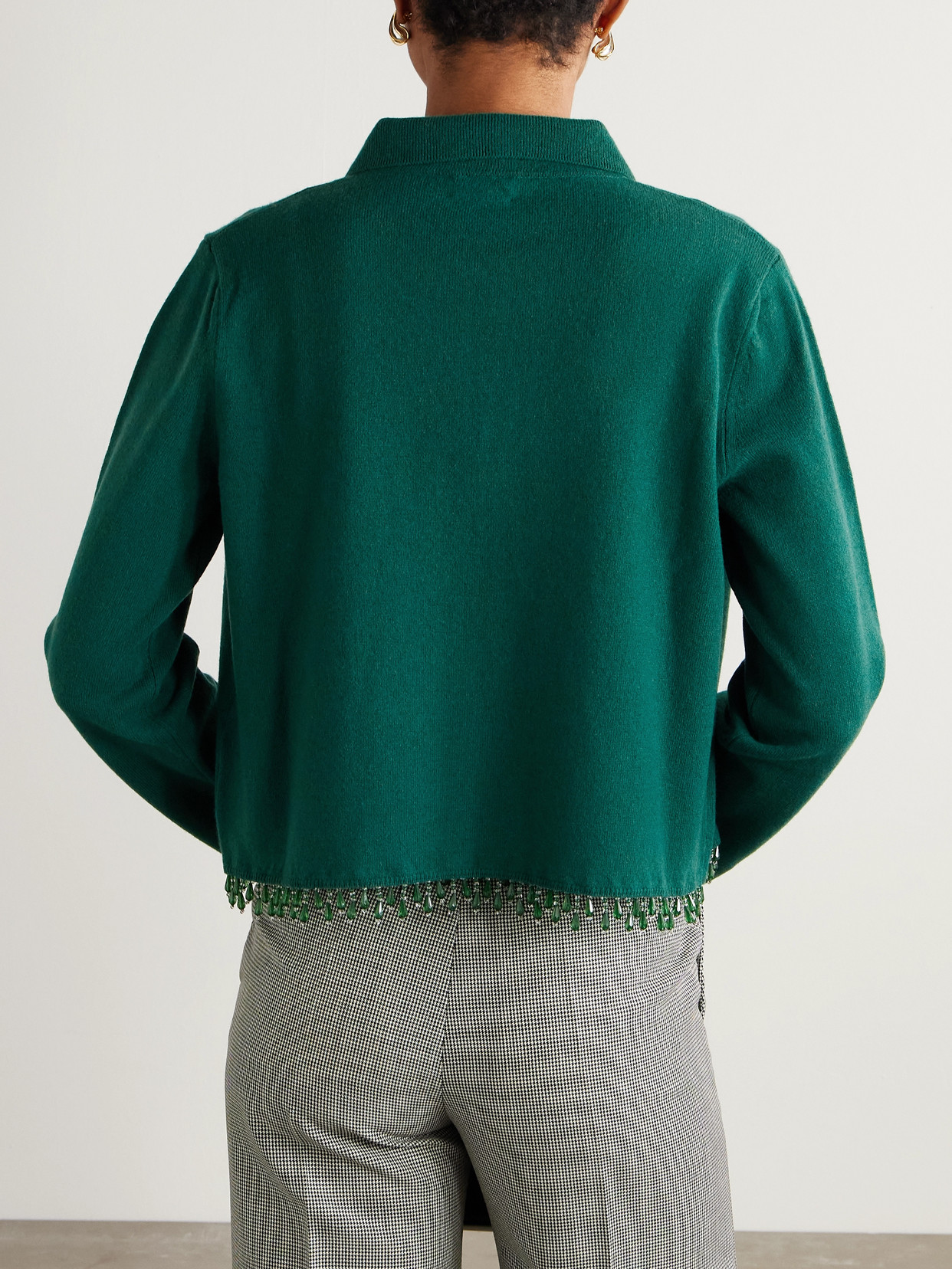 Bode Embellished Wool And Cashmere-blend Cardigan In Green