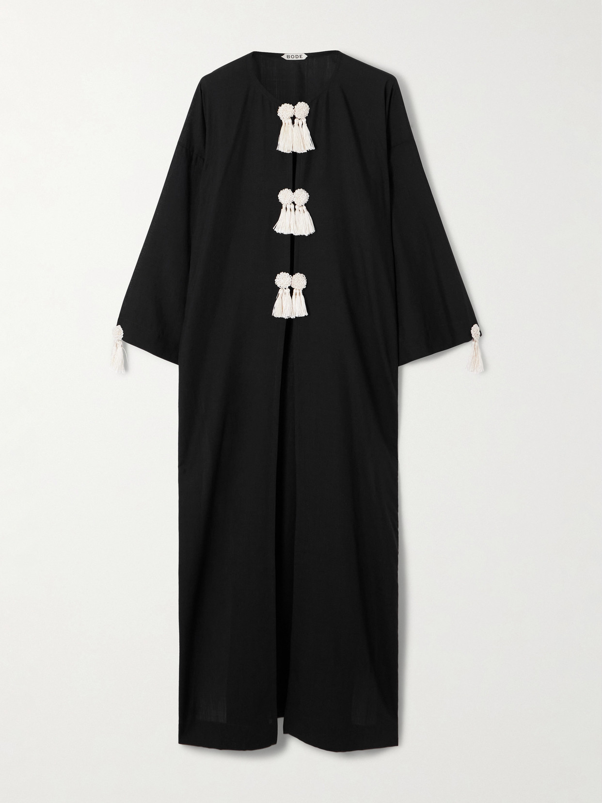 Bode Tasseled Wool Maxi Dress In Black