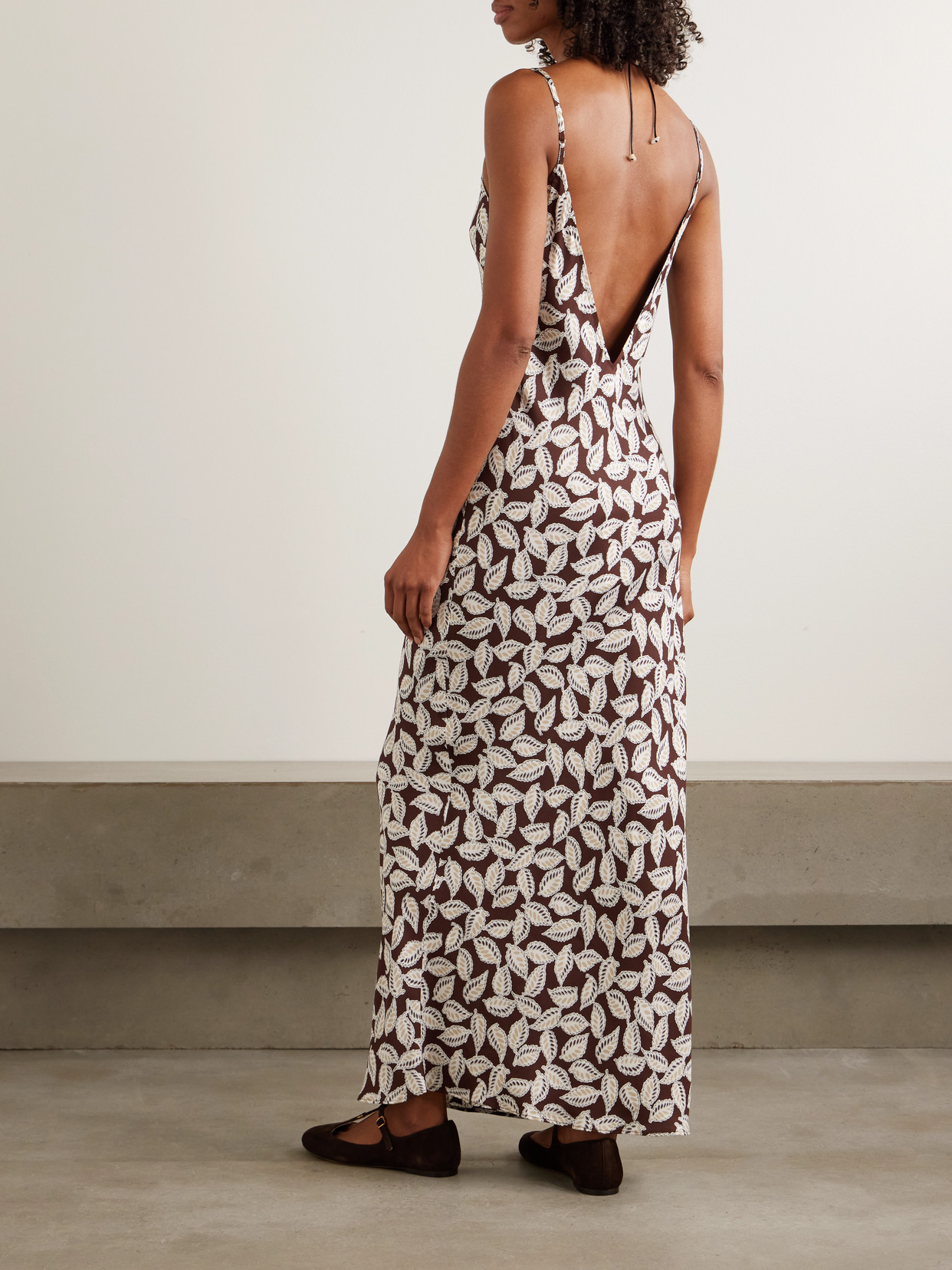 Bode Paper Birch Printed Twill Maxi Dress In Brown