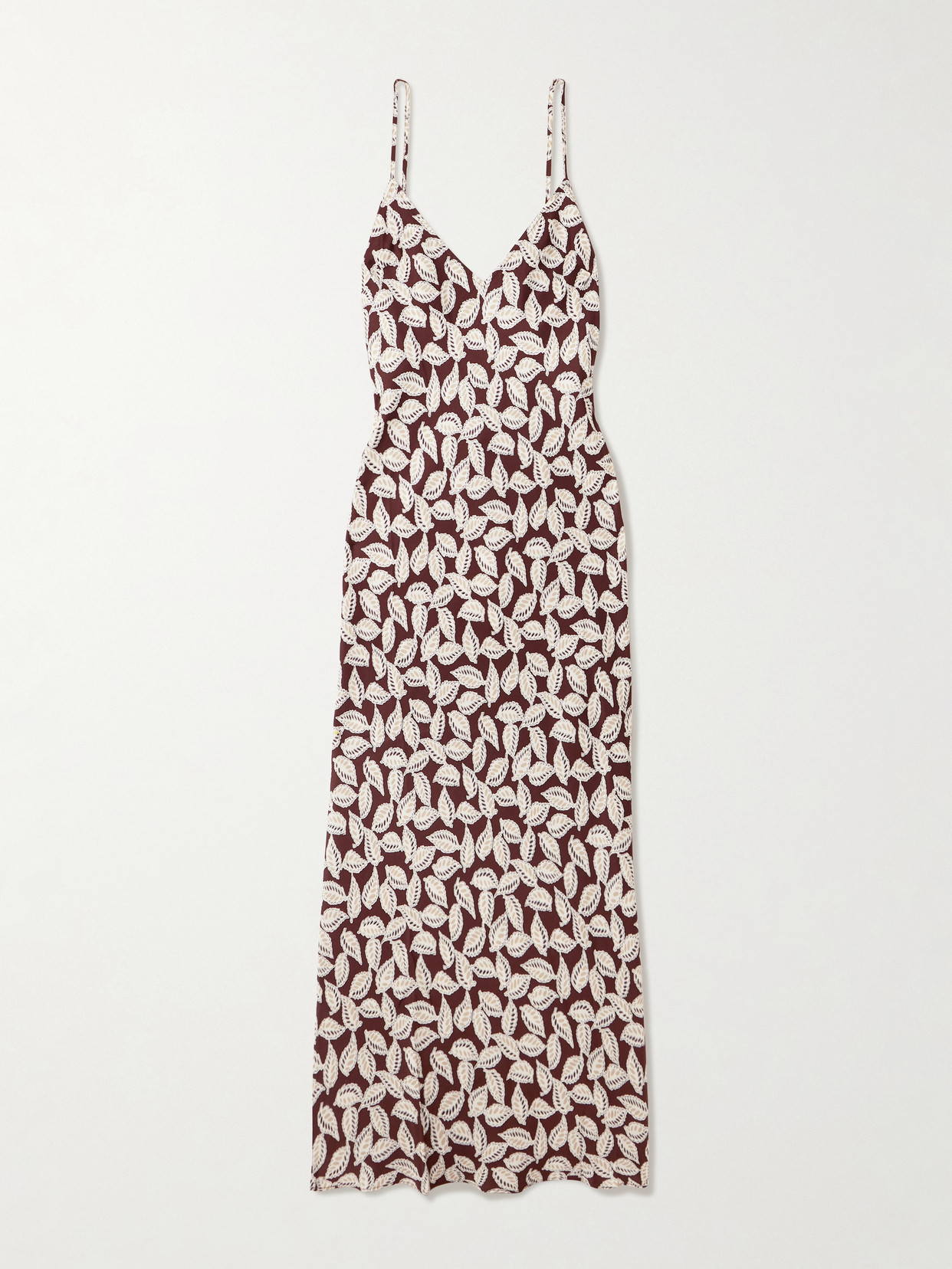 Bode Paper Birch Printed Twill Maxi Dress In Brown