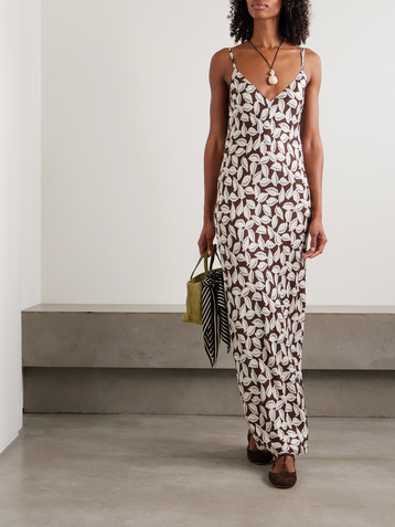 Bode Paper Birch printed twill maxi dress