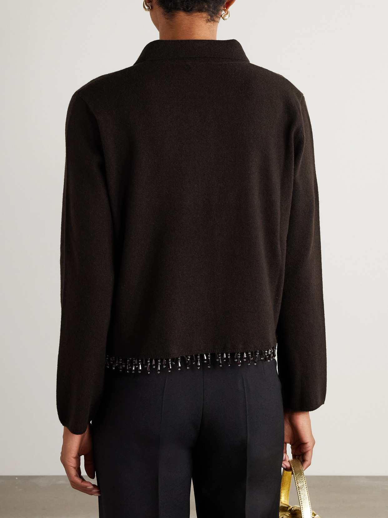 Bode Embellished Wool And Cashmere-blend Cardigan In Brown