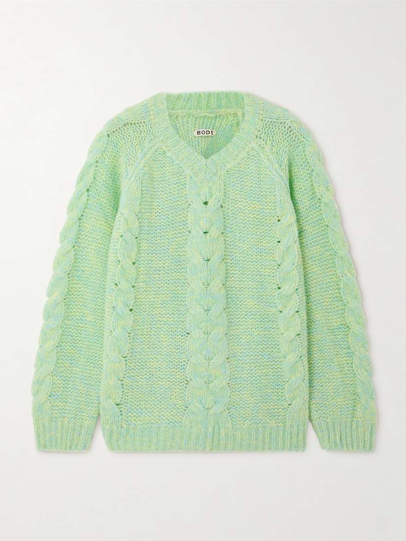 BODE Eiderdown Cable-knit Alpaca, Mohair And Silk-blend Sweater