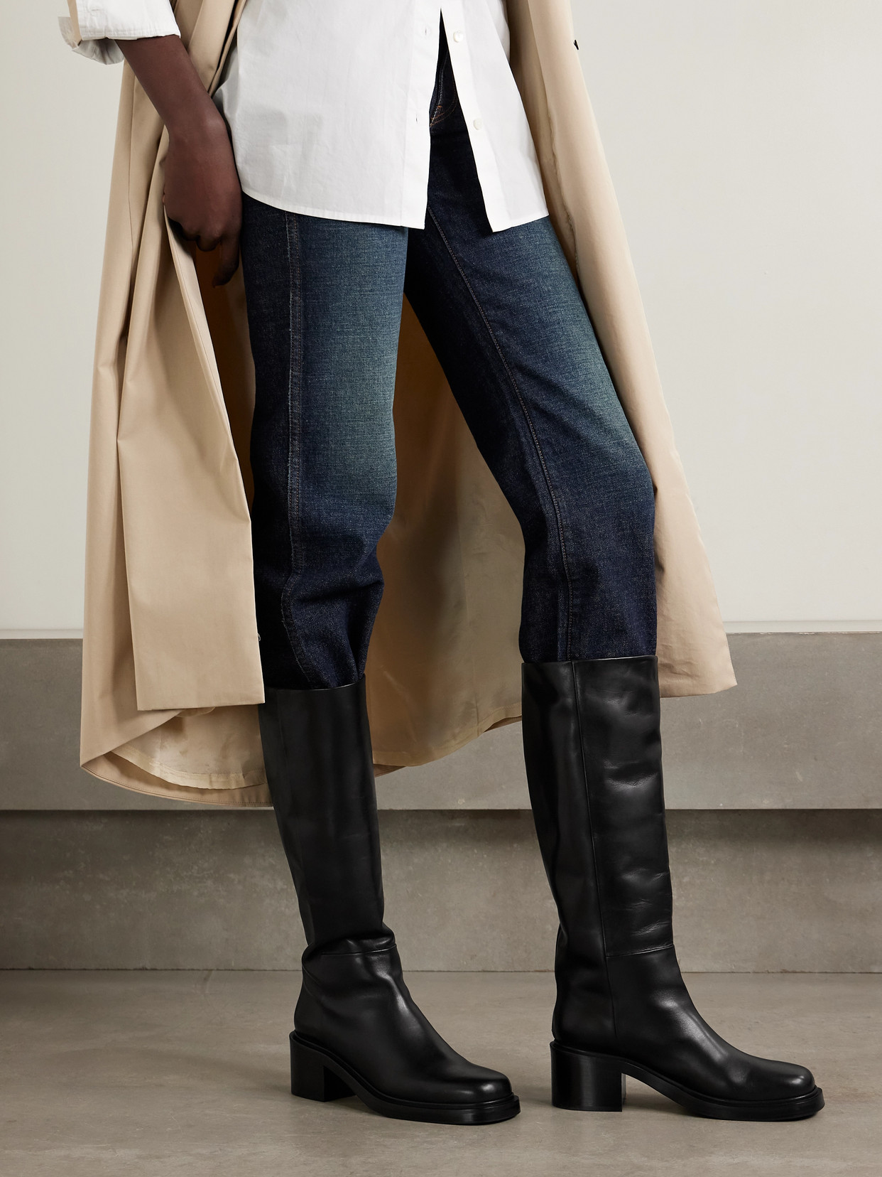 Aeyde Taito Leather Knee Boots In Black