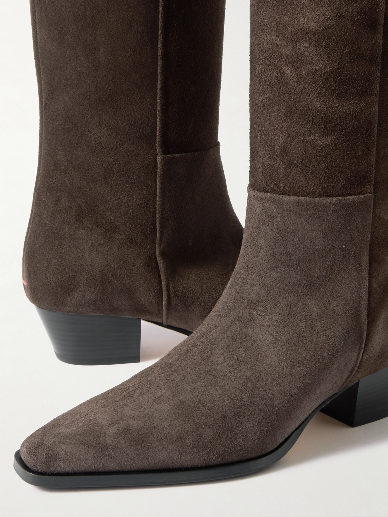Aeyde Knee-high Suede Block Heel Boots In Black